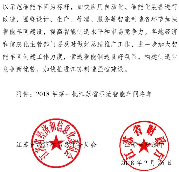 智能，智能車間，示范智能車間，江蘇省示范智能能車間